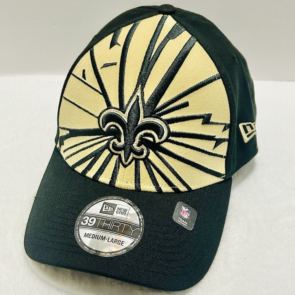 New Era New Orleans Saints Shattered 39THIRTY Stretch Flex Hat Cap M/L Gold NFL